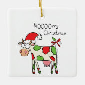牛のクリスマスかわいい子供たち セラミックオーナメント (正面)
