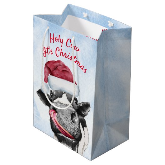 牛のクリスマスウォーターの色 ミディアムペーパーバッグ (裏面アングル)
