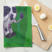 牛のクリスマスオングリーン キッチンタオル (四つ折り)