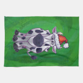 牛のクリスマスオングリーン キッチンタオル (横)