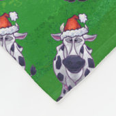 牛のクリスマスオングリーン フリースブランケット (角)