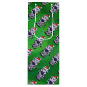 牛のクリスマスオングリーン ワインギフトバッグ (正面)