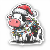 牛のクリスマスコスメ子供へント シール (正面)