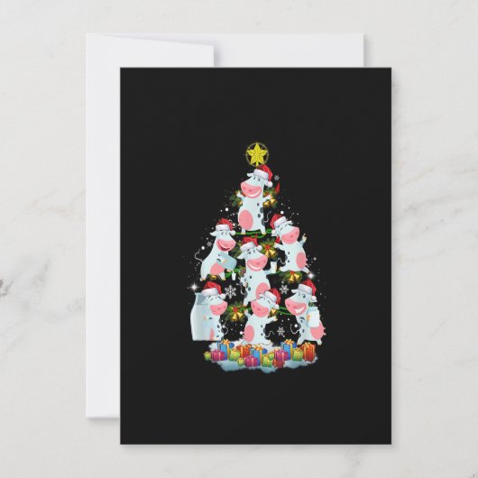 牛のクリスマスツリーおもしろいクリスマスギフトかわいい牛の恋人 招待状 (正面)