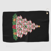 牛のクリスマスツリーおもしろい牛の恋人の牛のクリスマス ゴルフタオル (横)