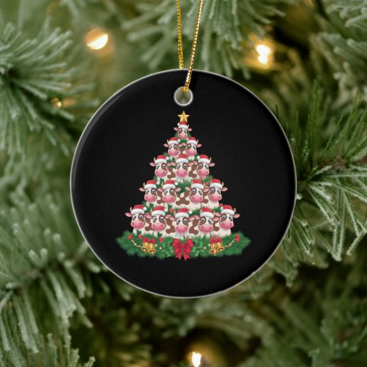 牛のクリスマスツリーおもしろい牛の恋人の牛のクリスマス セラミックオーナメント (ツリー)