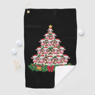 牛のクリスマスツリー 牧畜好きな人への牛のプレゼント ゴルフタオル