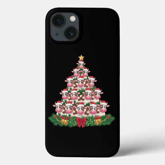 牛のクリスマスツリー 牧畜好きな人への牛のプレゼント Case-Mate iPhoneケース (裏面)