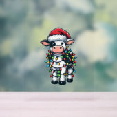牛のクリスマス衣装かわいいサンタ牛 アクリルサイン (ニュートラル)