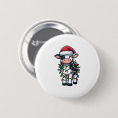 牛のクリスマス衣装かわいいサンタ牛 缶バッジ (正面&裏面)