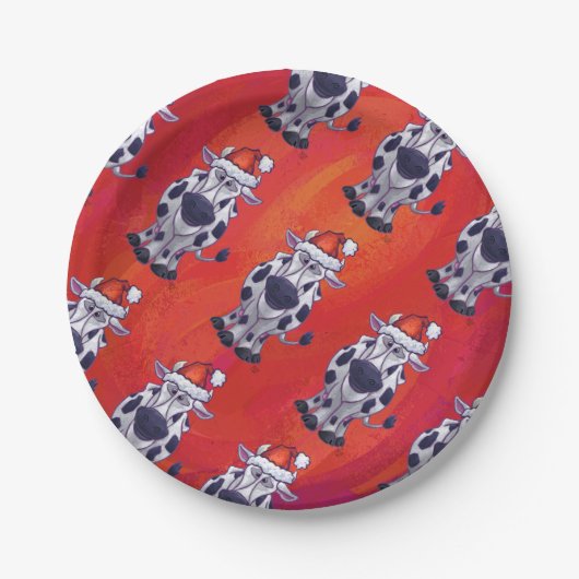 牛のクリスマス ペーパープレート (正面)