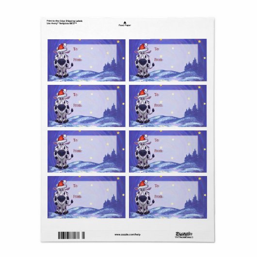 牛のクリスマス ラベル (フルシート)