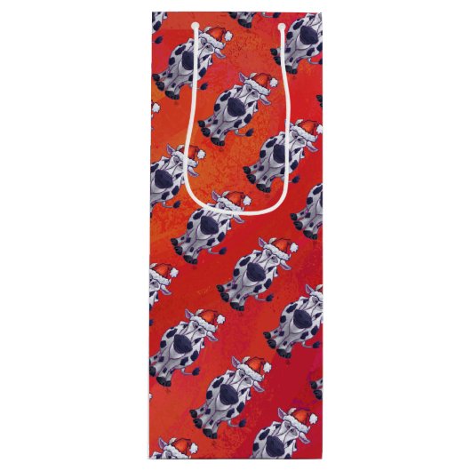 牛のクリスマス ワインギフトバッグ (正面)