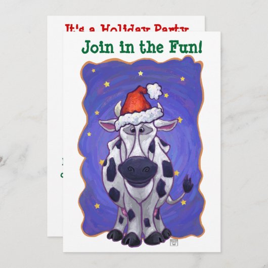 牛のクリスマス 招待状 (正面/裏面)