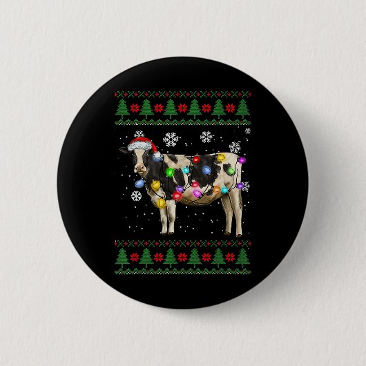 牛のクリスマス 缶バッジ (正面)