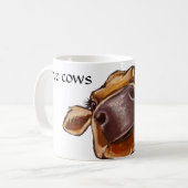 牛のクローズアップ – 私は牛が大好き – 編集可能文字 コーヒーマグカップ (正面左)