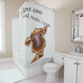 牛のクローズアップ – 私は牛が大好き – 編集可能文字 シャワーカーテン (インサイチュ)