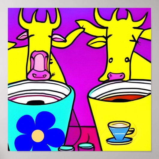 牛のコーヒーブレイク ポスター (正面)