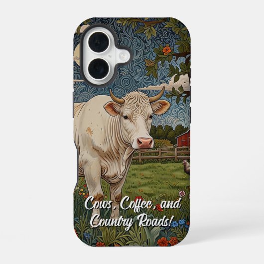 牛のコーヒー田舎道 iPhone 16ケース (裏面)