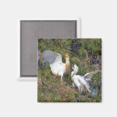 牛のサギと小さなサギは木に マグネット (正面/裏面)