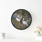 牛のサギと小さなサギは木に ラージ壁時計 (ホーム)