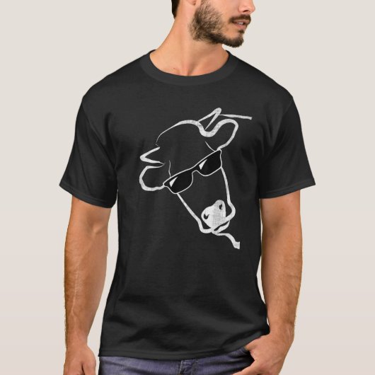 牛のサングラスアイデア Tシャツ (正面)