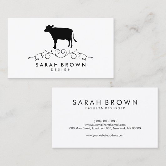 牛のシルエット 名刺 (正面/裏面)