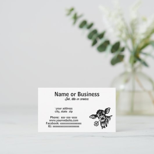 牛のシルエット 名刺 (スタンド正面)