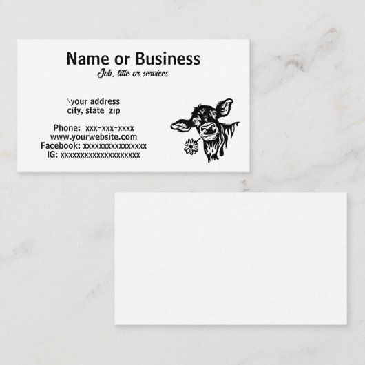 牛のシルエット 名刺 (正面/裏面)