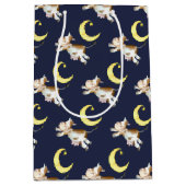 牛のジャンプ月の水の色絵画の芸術 ミディアムペーパーバッグ (正面)