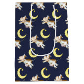 牛のジャンプ月の水の色絵画の芸術 ミディアムペーパーバッグ (裏面)