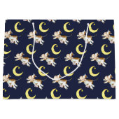 牛のジャンプ月の水の色絵画の芸術 ラージペーパーバッグ (正面)