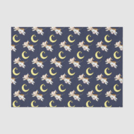 牛のジャンプ月の水の色絵画の芸術 薄葉紙