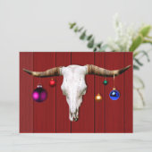 牛のスカルとクリスマスオーナメントを赤い納屋に 招待状 (スタンド正面)