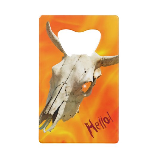 牛のスカルと火 クレジットカード栓抜き (裏面)