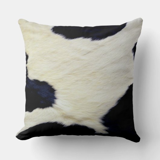 牛のスキンファーテクスチャ(黒と白カスタマイズ) クッション (正面)