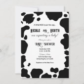 牛のスポットモープリントブラック&ホワイトベビーシャワー 招待状 (正面)
