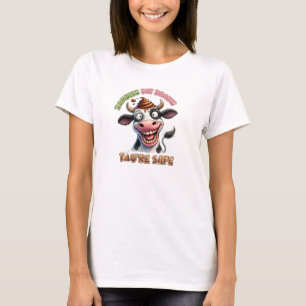 牛のゾンビの脳食べはあなたは安全 Tシャツ