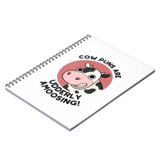 牛のダジャレで完全に笑った 面白い動物のダジャレ ノートブック (左側)