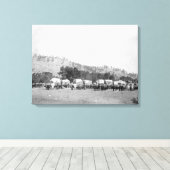 牛のチームと黒の谷の馬車 キャンバスプリント (インサイチュ (ウッドフロア))