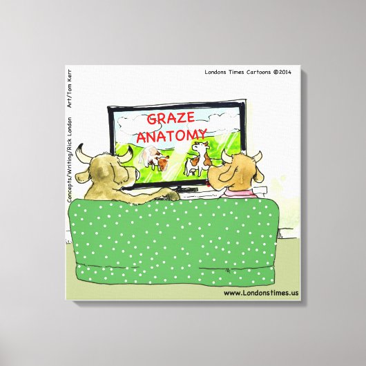 牛のテレビおもしろい漫画キャンバス印刷 キャンバスプリント (正面)