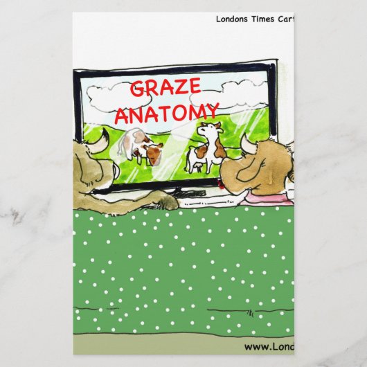 牛のテレビ番組おもしろい漫画 便箋 (正面)