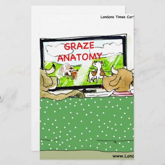 牛のテレビ番組おもしろい漫画 便箋 (正面/裏面)