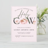 牛のテーマの女の子の誕生日の招待 招待状 (スタンド正面)