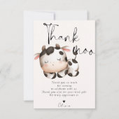 牛のテーマの赤ちゃんシャワー サンキューカード (正面)