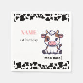 牛のテーマの1歳の誕生日 スタンダードカクテルナプキン (正面)