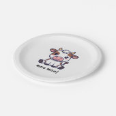 牛のテーマの1歳の誕生日 ペーパープレート (アングル)