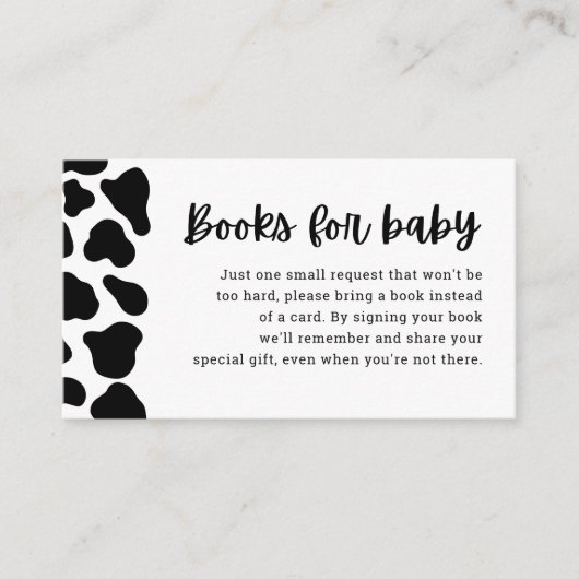 牛のテーマ赤ちゃんシャワーブックリクエストカード エンクロージャーカード (正面)