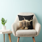 牛のデコのロングホーン黒いセピアトーン クッション (椅子)