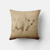 牛のデコールロングラザルト田舎の農家セピア クッション (裏面)